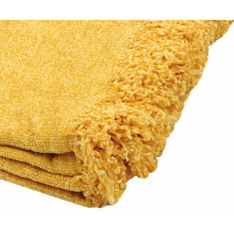 LOVELY CASA Plaid 125x150 Cm Chila Moutarde - Jaune 5 LOVELY CASA Plaid 125x150 Cm Chila Moutarde - Jaune – Image 3