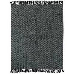 THEDECOFACTORY ESCAPADE - <p>Plaid Ethnique Motif Chevrons Blanc Et Noir 125x150 - Noir