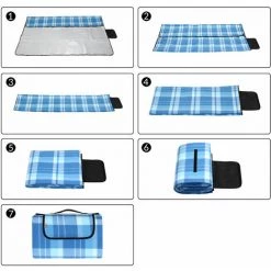 Detex Plaid - Couverture De Pique-nique Pliable Avec Poignée - Pratique - Compact - Imperméable - Thermo-isolant - Couleur Au Choix 195x150cm. Bleu -Plaid et couverture Soldes 18473297 5