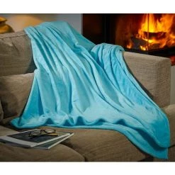 MONZANA Couverture De Jour Polaire Noir Plaid Moelleux Couvre-lit Voyage 280x210 - 240x220 - 200x150 200x150 - Hellblau (de) -Plaid et couverture Soldes 18474954 3