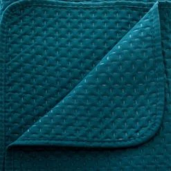 Dessus De Lit Deluxe Bleu Canard 240 X 260 Atmosphera -Plaid et couverture Soldes 18504141 3