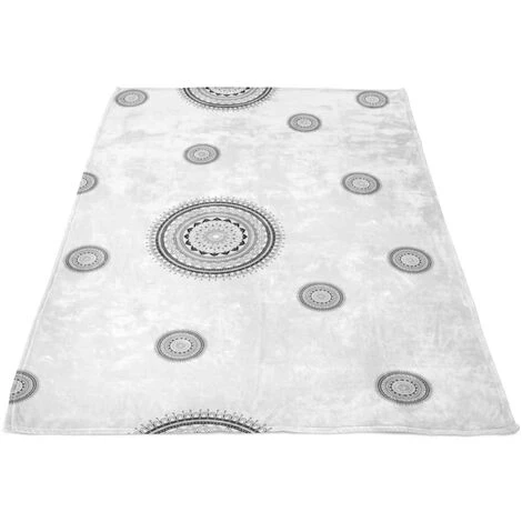 SOLEIL D'OCRE Couverture Polaire Mandala Grise 240x220 - Gris 4 SOLEIL D'OCRE Couverture Polaire Mandala Grise 240x220 - Gris – Image 2