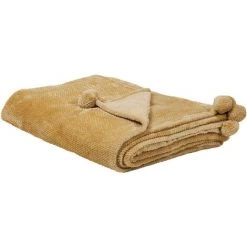 BELIANI Couverture En Polyester Jaune 220x200cm - Jaune