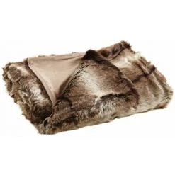 AUBRY GASPARD Plaid En Fausse Fourrure Brun -Plaid et couverture Soldes 2266004 3