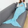 ASUPERMALL Sirene Queue Couverture Pour Bebe Et Lady Douce Main Sac De Couchage Couverture Tricotee Fishtail Cadeau De Noel, 180 * 90Cm, Bleu Clair -Plaid et couverture Soldes 23396323 1