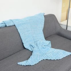 ASUPERMALL Sirene Queue Couverture Pour Bebe Et Lady Douce Main Sac De Couchage Couverture Tricotee Fishtail Cadeau De Noel, 180 * 90Cm, Bleu Clair 9 ASUPERMALL Sirene Queue Couverture Pour Bebe Et Lady Douce Main Sac De Couchage Couverture Tricotee Fishtail Cadeau De Noel, 180 * 90Cm, Bleu Clair -Plaid et couverture Soldes 23396323 3