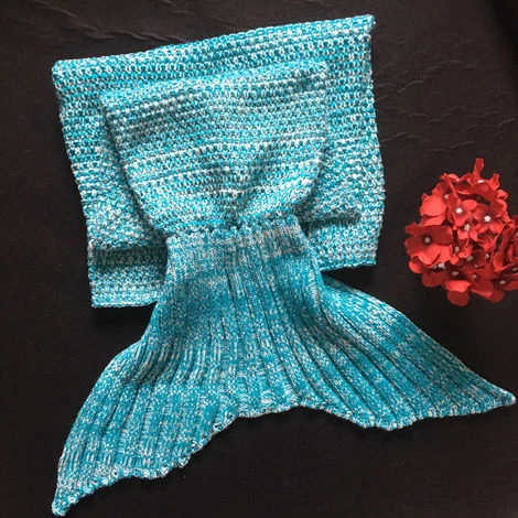 ASUPERMALL Sirene Queue Couverture Pour Bebe Et Lady Douce Main Sac De Couchage Couverture Tricotee Fishtail Cadeau De Noel, 180 * 90Cm, Bleu Clair 6 ASUPERMALL Sirene Queue Couverture Pour Bebe Et Lady Douce Main Sac De Couchage Couverture Tricotee Fishtail Cadeau De Noel, 180 * 90Cm, Bleu Clair – Image 4