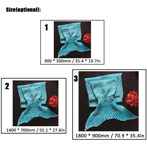ASUPERMALL Sirene Queue Couverture Pour Bebe Et Lady Douce Main Sac De Couchage Couverture Tricotee Fishtail Cadeau De Noel, 90 * 50Cm, Rose Rouge 4 ASUPERMALL Sirene Queue Couverture Pour Bebe Et Lady Douce Main Sac De Couchage Couverture Tricotee Fishtail Cadeau De Noel, 90 * 50Cm, Rose Rouge – Image 2