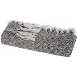 ATMOSPHERA, CRÉATEUR D'INTÉRIEUR Plaid Nomade 125x150 Cm Coton Recyclé Noir - Noir