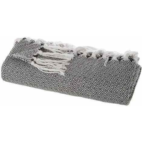 ATMOSPHERA, CRÉATEUR D'INTÉRIEUR Plaid Nomade 125x150 Cm Coton Recyclé Noir - Noir 3 ATMOSPHERA, CRÉATEUR D'INTÉRIEUR Plaid Nomade 125x150 Cm Coton Recyclé Noir - Noir