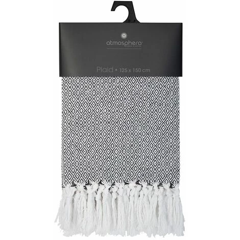 ATMOSPHERA, CRÉATEUR D'INTÉRIEUR Plaid Nomade 125x150 Cm Coton Recyclé Noir - Noir 5 ATMOSPHERA, CRÉATEUR D'INTÉRIEUR Plaid Nomade 125x150 Cm Coton Recyclé Noir - Noir – Image 3