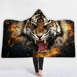 MANTA Couverture D'hiver En Flanelle Haute En Peluche Portable à Capuche 2 Couches 150 * 200 Tigre Jaune Jaune B (150 X 200) -Plaid et couverture Soldes 23576554 5