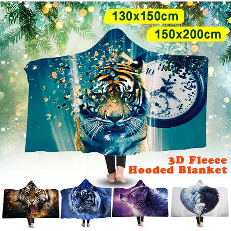 MANTA Couverture D'hiver En Flanelle Haute En Peluche Portable à Capuche 2 Couches 130 * 150 Tigre Vert Vert A (130 X 150) 3 MANTA Couverture D'hiver En Flanelle Haute En Peluche Portable à Capuche 2 Couches 130 * 150 Tigre Vert Vert A (130 X 150)