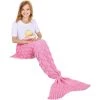 Couverture De Queue De Sirène Mettable, Toutes Les Saisons Chaude Couverture De Lit Canapé Couette Salon Sac De Couchage Pour Enfants, écailles De Poisson, 140 X 60 Cm - Rose LangRay - Rose