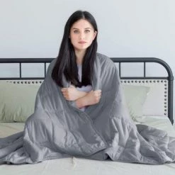 COSTWAY Couverture Lestée Pour Adultes - Avec 2 Housses De Couette Amovibles (Gris, 6,82 Kg/183 X 122 Cm)