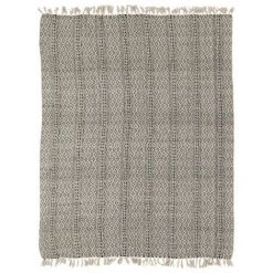 THEDECOFACTORY ESCAPADE - <p>Plaid Ethnique Petits Losanges Naturel-noir 125x150 - Noir