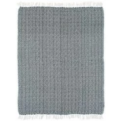 THEDECOFACTORY ESCAPADE - <p>Plaid Ethnique Motif Ethno Blanc Et Noir 125x150 - Blanc