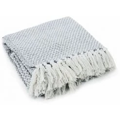 THEDECOFACTORY ESCAPADE - <p>Plaid Ethnique Motif Pixels Blanc Et Gris 125x150 - Gris -Plaid et couverture Soldes 23982775 5
