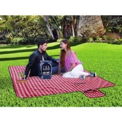 DEVENIRRICHE Extra Large Couverture De Pique-nique Et Extérieure Et Couverture De Plage Résistant Au Sable Avec Support Imperméable.Accessoire Extérieur Pour Tapis De Stade étanche Pratique - 59 Pouces X 69 Pouces -Plaid et couverture Soldes 24127904 3