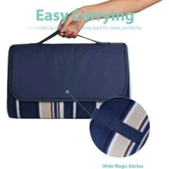 BARES Couverture Tapis De Pique-Nique Imperméable Couverture Pliable Pour Camping Tapis De Plage Composée De Trois Couches (Polaire, Coton Perle Et PEVA) Et Avec Poignée Portable, 200 X 200cm -Plaid et couverture Soldes 24173319 4