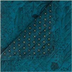 Atmosphera - Dessus De Lit Réversible Imprimé Coloni 240 X 220 Cm - Bleu Canard -Plaid et couverture Soldes 24192703 3