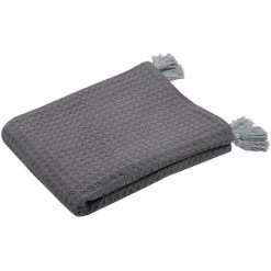 LOVELY CASA Plaid 125x150 Cm Gopher Souris Coton - Gris