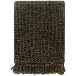 Hommoo Couverture En Coton 125 X 150 Cm Anthracite/Marron HDV02667 -Plaid et couverture Soldes 25436657 5