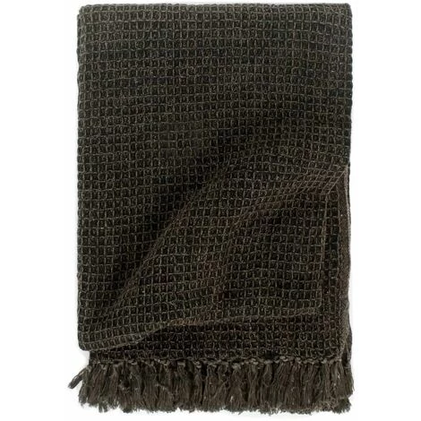 Hommoo Couverture En Coton 160 X 210 Cm Anthracite/Marron HDV02668 3 Hommoo Couverture En Coton 160 X 210 Cm Anthracite/Marron HDV02668