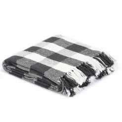 Hommoo Couverture Coton Carreaux 160 X 210 Cm Anthracite HDV02704 -Plaid et couverture Soldes 25436892 4