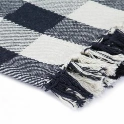 Hommoo Couverture Coton Carreaux 160 X 210 Cm Cm Bleu Marine HDV02707 -Plaid et couverture Soldes 25436904 5