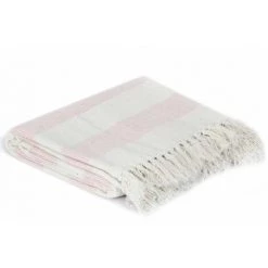 Hommoo Couverture Coton Rayures 125 X 150 Cm Vieux Rose HDV02718 -Plaid et couverture Soldes 25436947 4