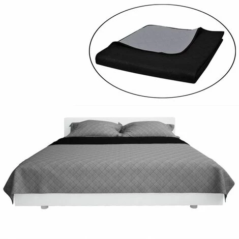 HOMMOO Couvre-lits A Double C?tes Noir/Gris 220 X 240 Cm HDV00521 3 HOMMOO Couvre-lits A Double C?tes Noir/Gris 220 X 240 Cm HDV00521