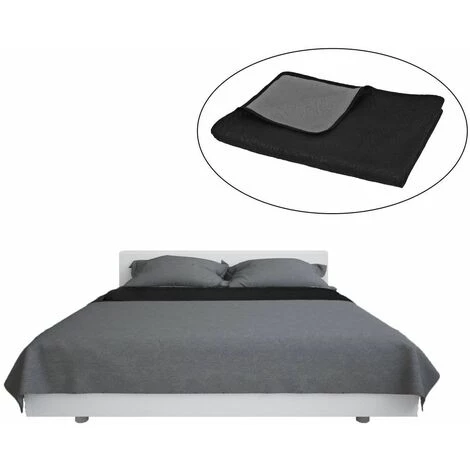 Hommoo Couvre-lit A Double Face Matelasse 220 X 240 Cm Gris Et Noir HDV02010 3 Hommoo Couvre-lit A Double Face Matelasse 220 X 240 Cm Gris Et Noir HDV02010