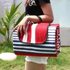 BEARSU 200 X 200 Cm Couverture Tapis De Pique-Nique Pliable Portable Imperméable Avec Une Couche Étanche Pour Camping Jardin (Auto-agrippante Rouge) -Plaid et couverture Soldes 25539776 4