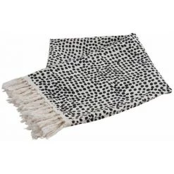 AUBRY GASPARD Plaid En Coton Blanc à Pois Noirs Multicolore - Multicolore