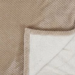 THE HOME DECO FACTORY Plaid Sherpa Effet Nid D'abeille 180x220 Cm Beige Beige - Beige -Plaid et couverture Soldes 25572053 3