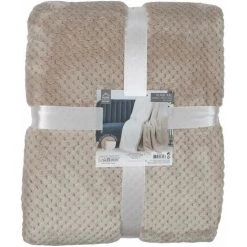 THE HOME DECO FACTORY Plaid Sherpa Effet Nid D'abeille 180x220 Cm Beige Beige - Beige -Plaid et couverture Soldes 25572053 4
