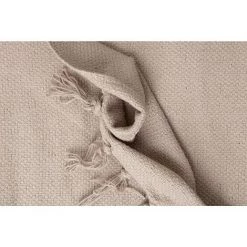 RIDEAUDISCOUNT Plaid, Fouta, Jeté De Lit 100% Coton 120 X 150 Cm Avec Franges Toile De Coton Uni Gris - Naturel -Plaid et couverture Soldes 25960212 2