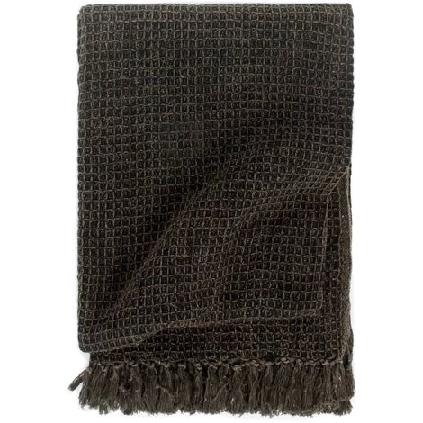 TRUE DEAL Couverture En Coton 220 X 250 Cm Anthracite/Marron 3 TRUE DEAL Couverture En Coton 220 X 250 Cm Anthracite/Marron