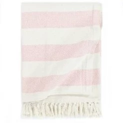 TRUE DEAL Couverture Coton Rayures 160 X 210 Cm Vieux Rose