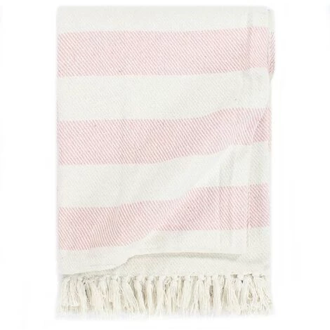 TRUE DEAL Couverture Coton Rayures 160 X 210 Cm Vieux Rose 3 TRUE DEAL Couverture Coton Rayures 160 X 210 Cm Vieux Rose