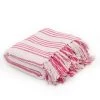 TRUE DEAL Couverture Coton à Rayures 220 X 250 Cm Rose Et Blanc -Plaid et couverture Soldes 26221519 1