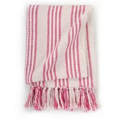 TRUE DEAL Couverture Coton à Rayures 220 X 250 Cm Rose Et Blanc 9 TRUE DEAL Couverture Coton à Rayures 220 X 250 Cm Rose Et Blanc -Plaid et couverture Soldes 26221519 3