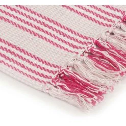 TRUE DEAL Couverture Coton à Rayures 220 X 250 Cm Rose Et Blanc 10 TRUE DEAL Couverture Coton à Rayures 220 X 250 Cm Rose Et Blanc -Plaid et couverture Soldes 26221519 4
