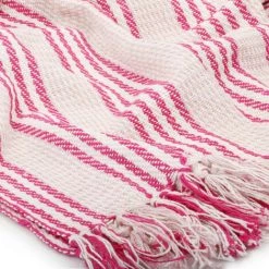 TRUE DEAL Couverture Coton à Rayures 220 X 250 Cm Rose Et Blanc 11 TRUE DEAL Couverture Coton à Rayures 220 X 250 Cm Rose Et Blanc -Plaid et couverture Soldes 26221519 5