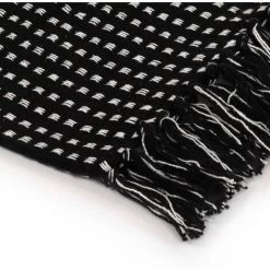 TRUE DEAL Couverture Coton à Carrés 220 X 250 Cm Noir -Plaid et couverture Soldes 26221533 4