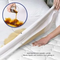LITZEE Protège Matelas Imperméable - Alèse Respirante, Hypoallergénique, Anti-Acarien, Anti-Bactérien - 90 X 200 Cm -Plaid et couverture Soldes 26464018 3