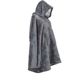 THE HOME DECO FACTORY Sweat à Capuche Intérieur Sherpa Gris Gris - Gris Foncé -Plaid et couverture Soldes 26840641 3