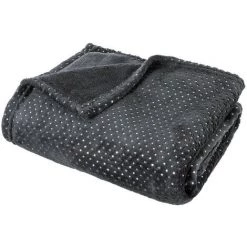 Atmosphera - Plaid Blanc Strass 125 X 150 Cm - Gris Anthracite