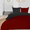 SOLEIL D'OCRE Parure De Lit Coton Lavé Bicolore Rouge/anthracite 140x200 Cm - Rouge -Plaid et couverture Soldes 27244403 1